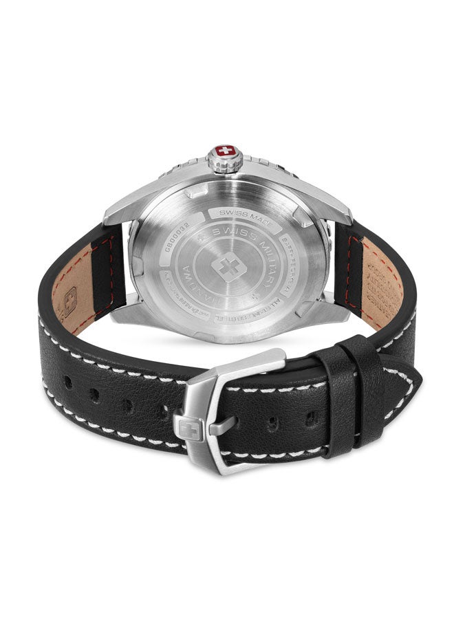 Afterburn Gmt Watch For Men With Black Genuine Leather Pro Strap - 44 mm