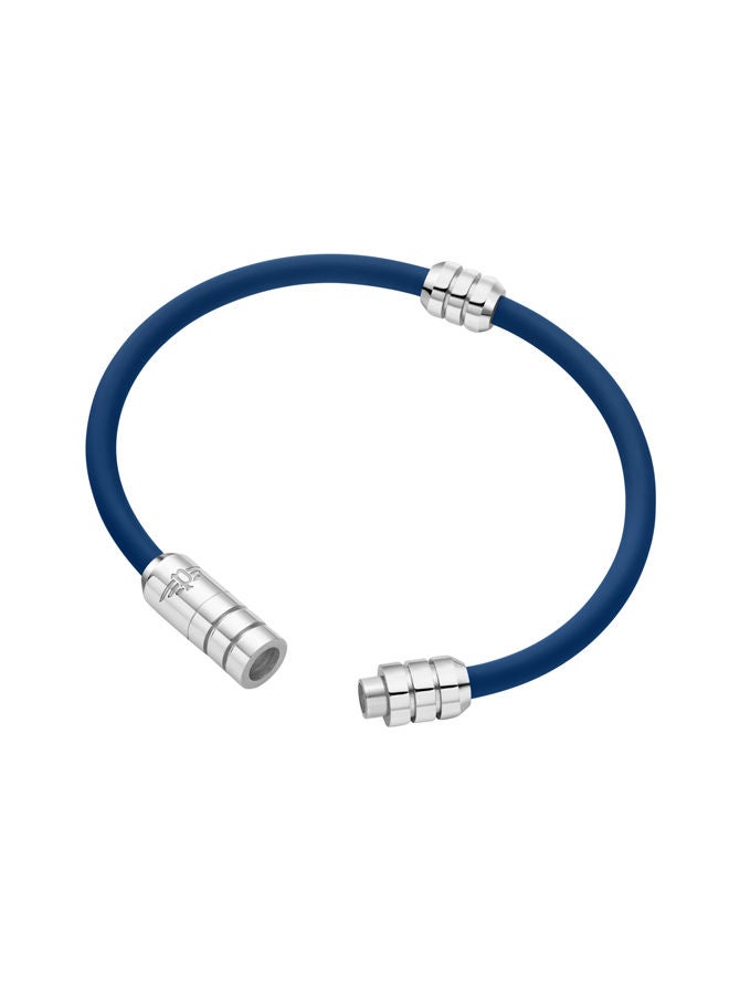 POLICE - Kingpins Bracelet for Men Stainless Steel with Blue Silicon - PEAGB0005401