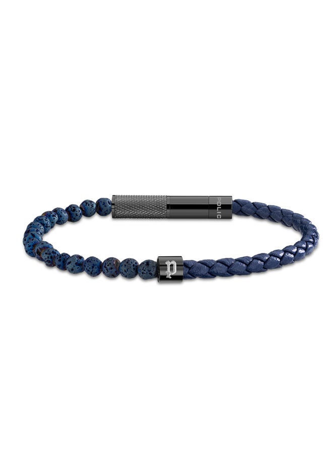 POLICE - Twine Bracelet for Men Blue& Gun beads with Leather - PEAGB0012502