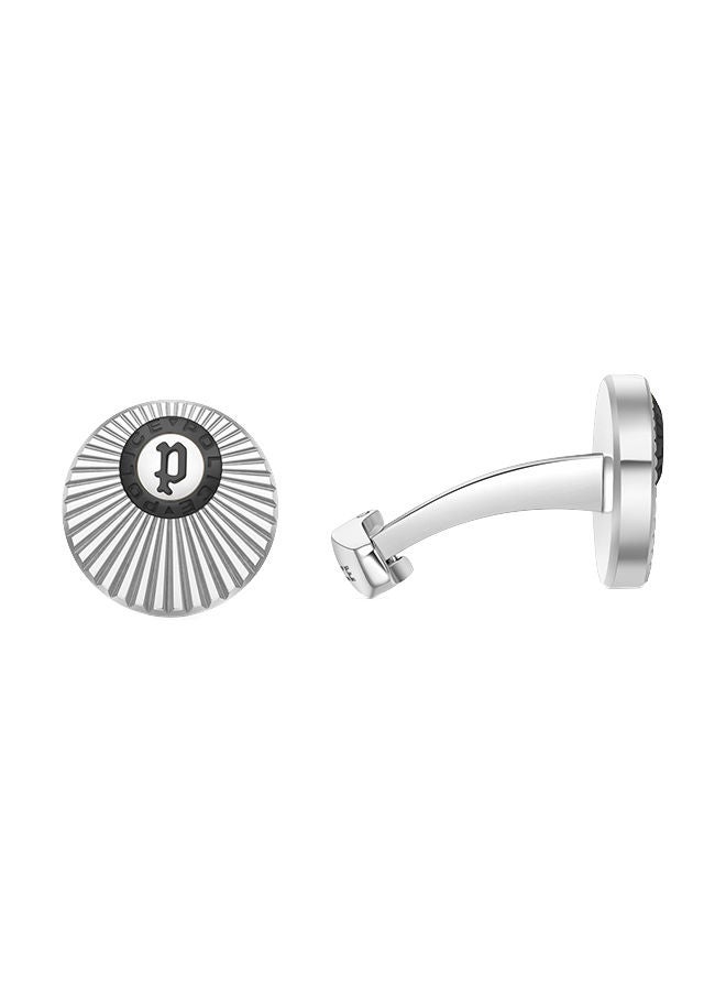 Radiant Silver and Black Stainless Steel Gents CufflinksPEAGC0023002