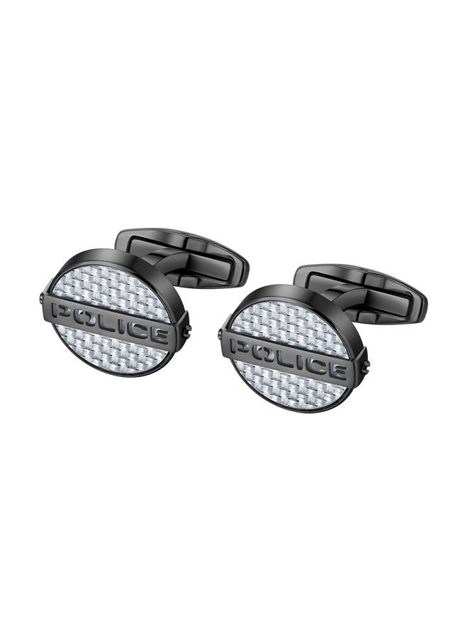 Cut Grey with Silver Carbon Fibre Cufflinks for Men