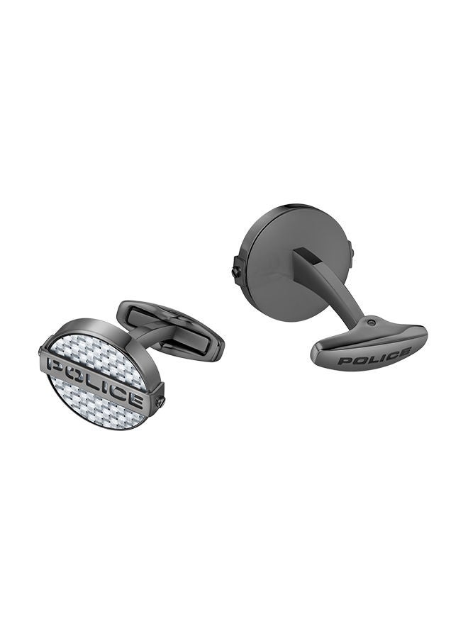 Cut Grey with Silver Carbon Fibre Cufflinks for Men