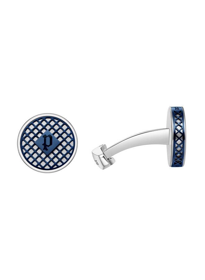 Net Stainless Steel And Blue Two Tone Gents CufflinksPEAGC0022903