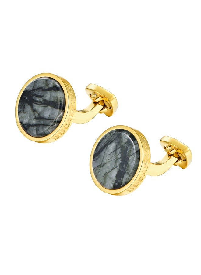 Podio Gold and Grey Marble Cufflinks For Men