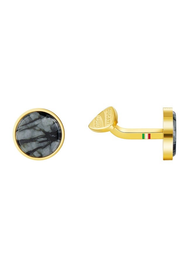 Podio Gold and Grey Marble Cufflinks For Men