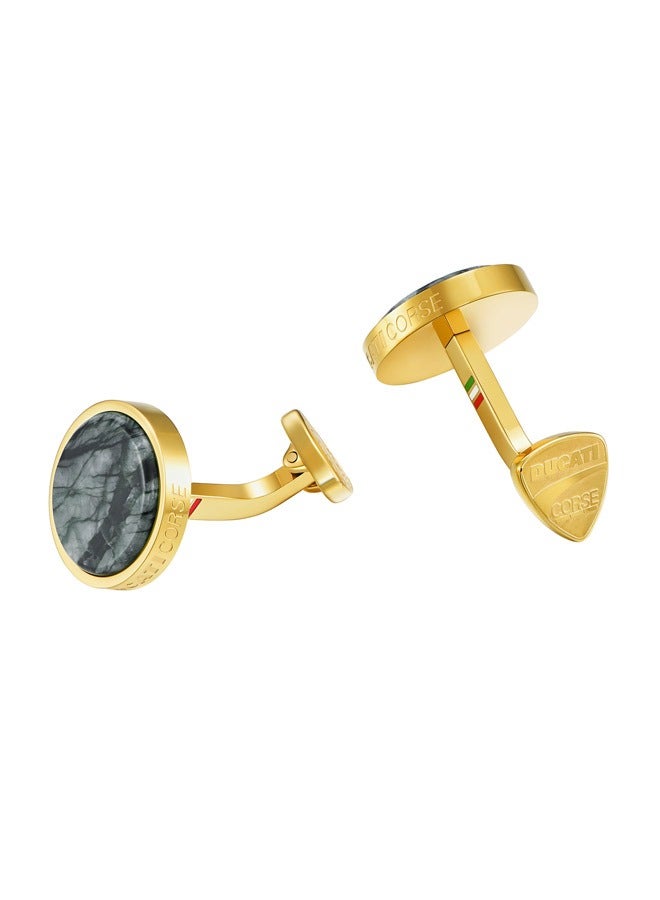 Podio Gold and Grey Marble Cufflinks For Men