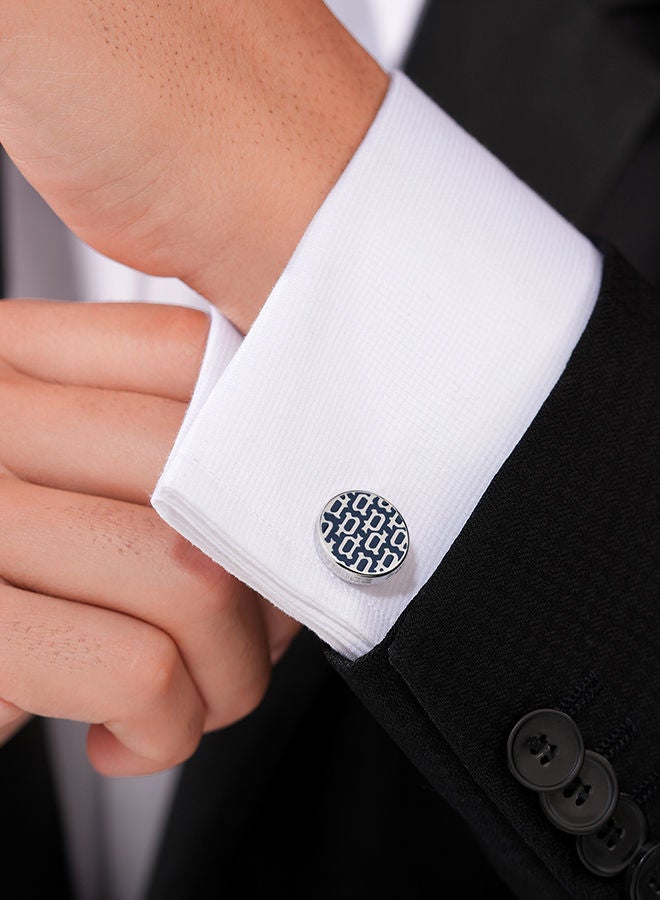 Hero Stainless Steel Gents Cufflinks With Blue P Logo MonogramPEAGC0022702