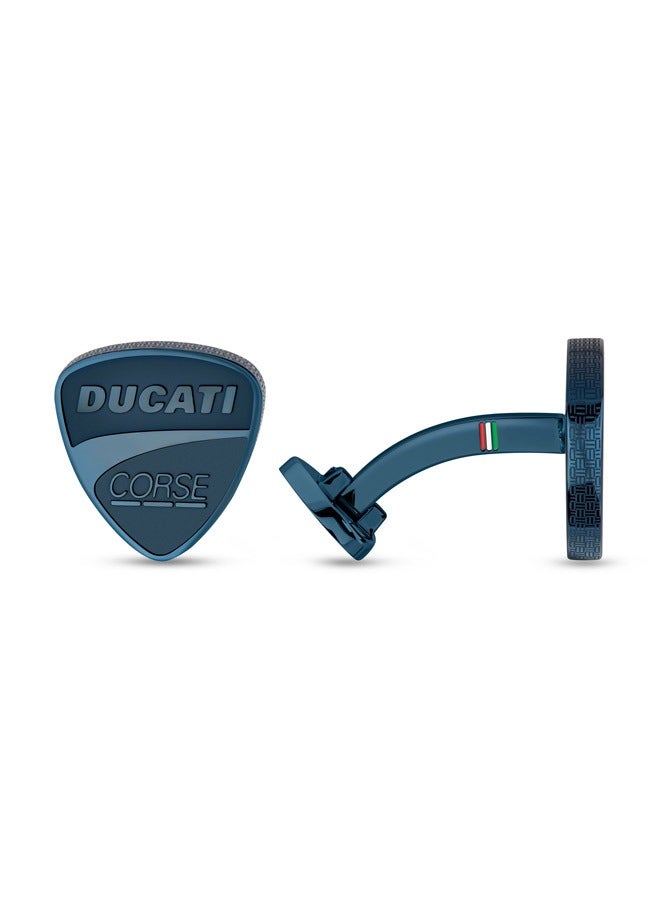 Scudetto Silver and Blue Cufflinks For Men