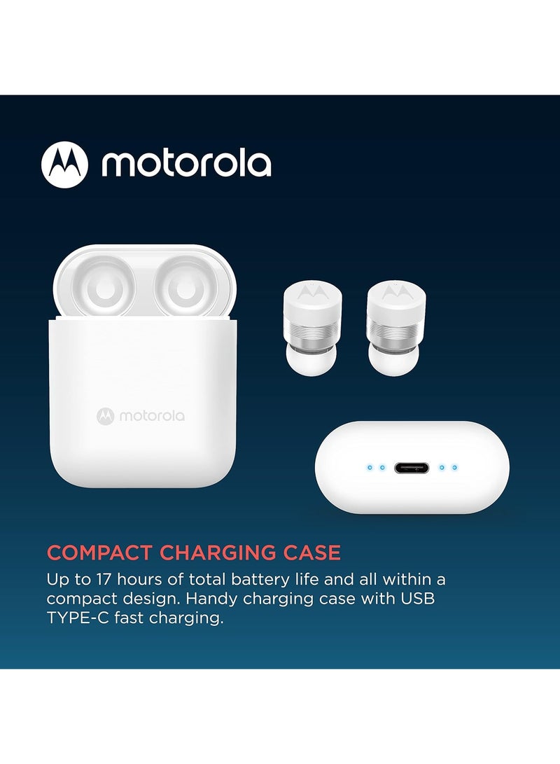 Sound Moto Buds 120 | Wireless Earphones | Bluetooth | Waterproof and Sweatproof | Touch and Voice Control White