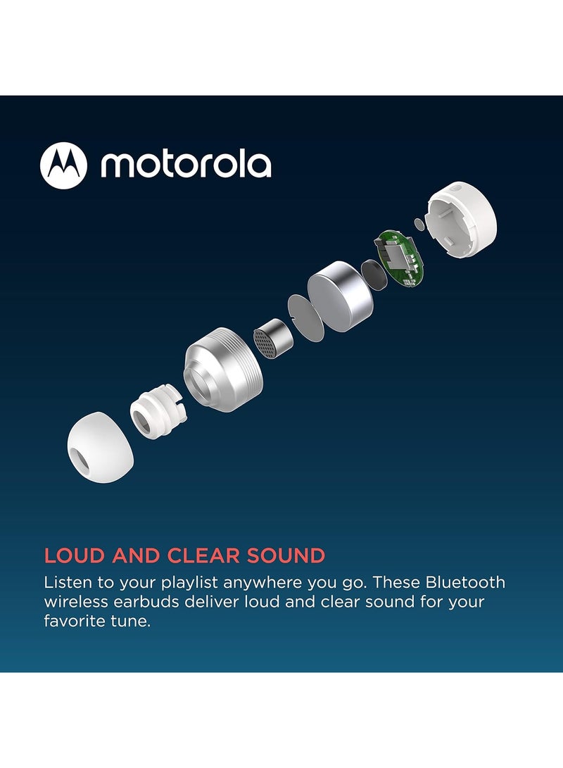 Sound Moto Buds 120 | Wireless Earphones | Bluetooth | Waterproof and Sweatproof | Touch and Voice Control White