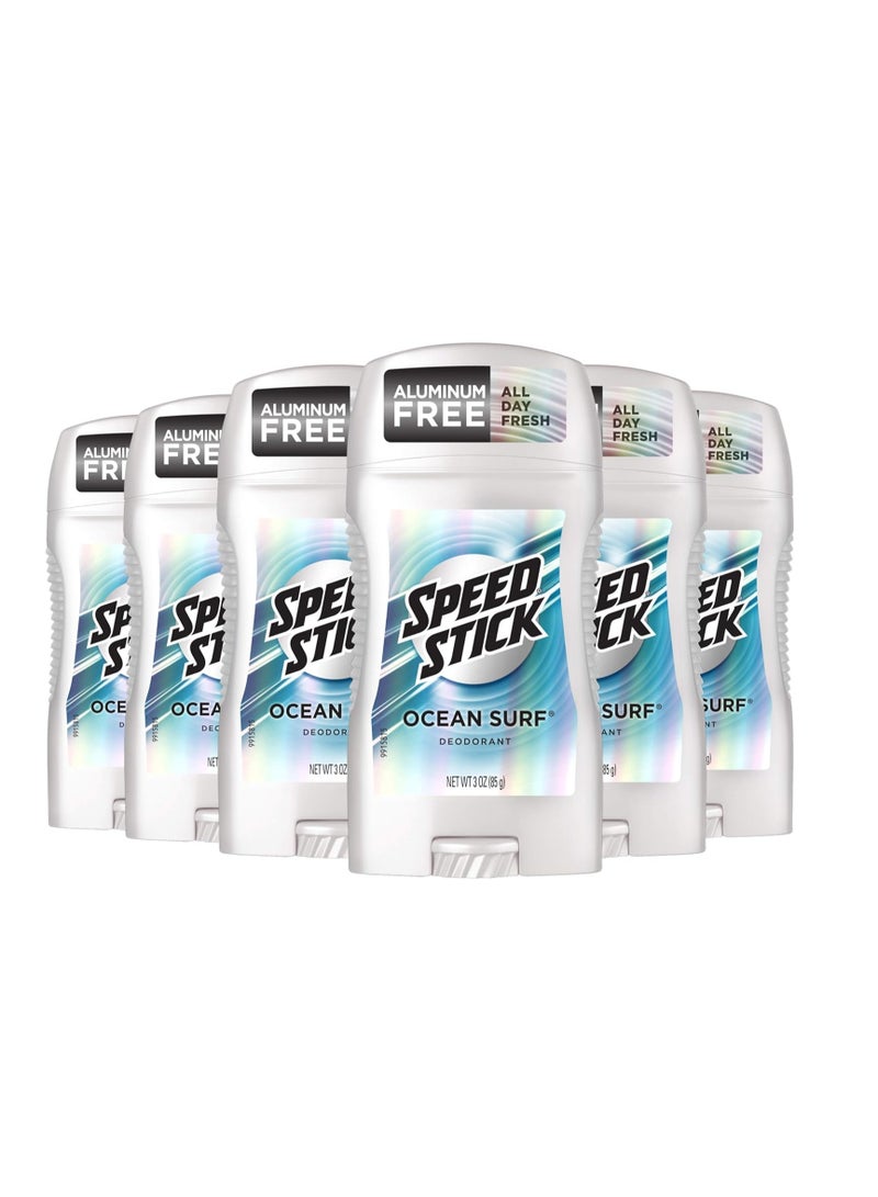 Speed Stick Underarm Deodorant for Men, Aluminum Free, Ocean Surf - 3 Ounce (Pack of 6)