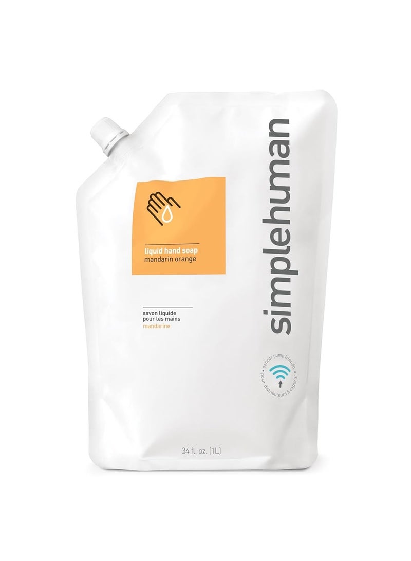 simplehuman Mandarin Orange Moisturizing Liquid Hand Soap Refill Pouch, 34 Fl. Oz.