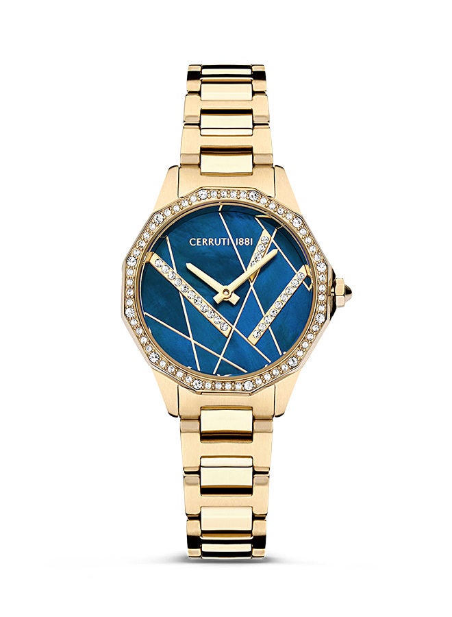 Jesina 30mm Women's Analog Watch with Gold Plated Stainless Steel Bracelet