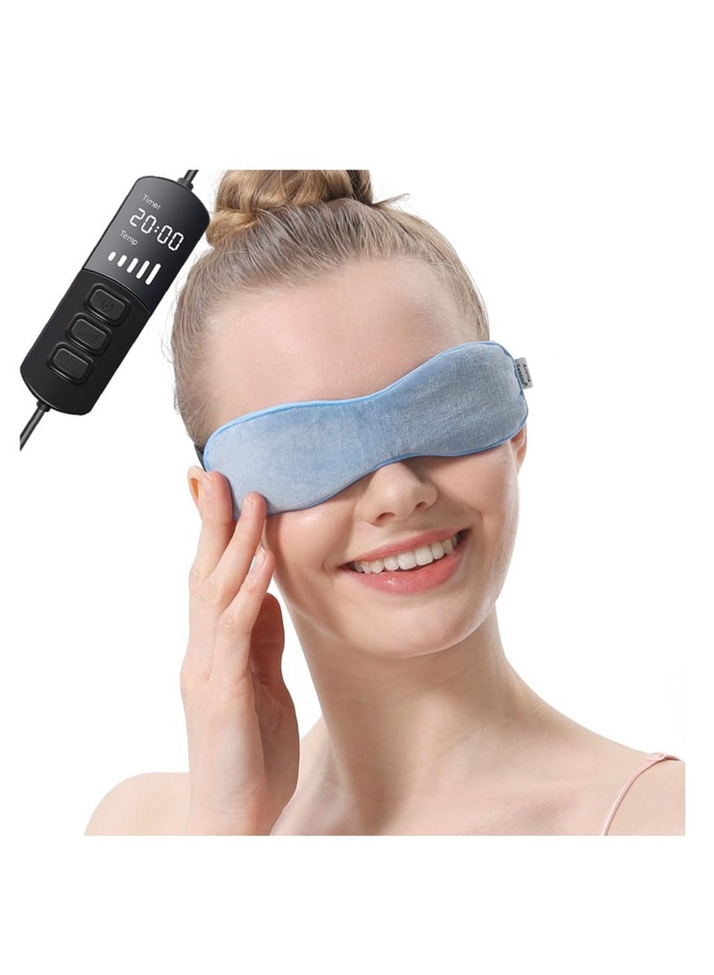 Aroma Season Heated Eye Mask for Dry Eyes, Warm Eye Compress with Flaxseed Graphene FIR for MGD, Dry Eye Syndrome, Chalazion Blepharitis Stye Eye Treatment, Steam Moist to Unclog glands (Blue)