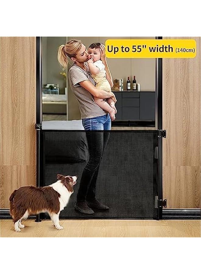 Retractable Baby Gate, 86CM Tall, Extends To 150CM, (150 * 86CM Black)