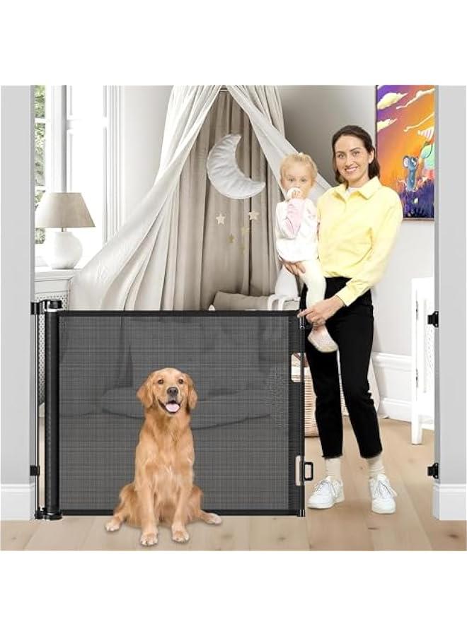 Retractable Baby Gate, 86CM Tall, Extends To 150CM, (150 * 86CM Black)