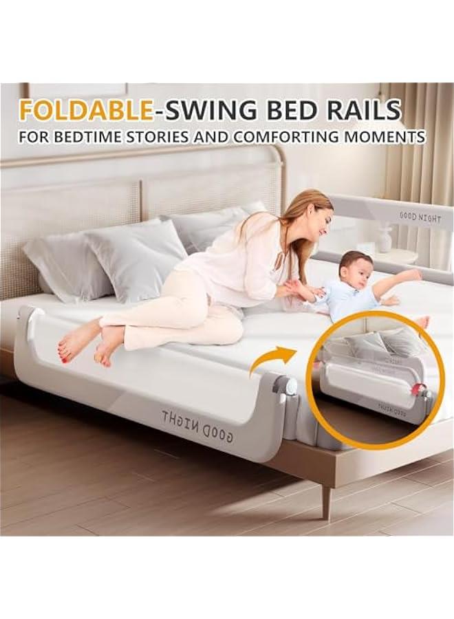 Toddler Bed Rails for Crib, Foldable Bed Rail for Toddlers, Portable Baby Bed Rails Guard Bumper for Baby Kids, Safe Bed Side Rail for Twin, Queen, King, Full Size Beds