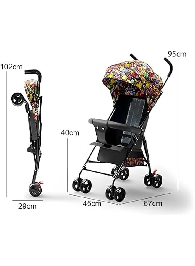 Baby Stroller,Lightweight Toddler Travel Stroller,Ultra Compact Stroller for Airplane,Newborn Stroller with Cup holder,Car strap,Mommy bag and storage basket