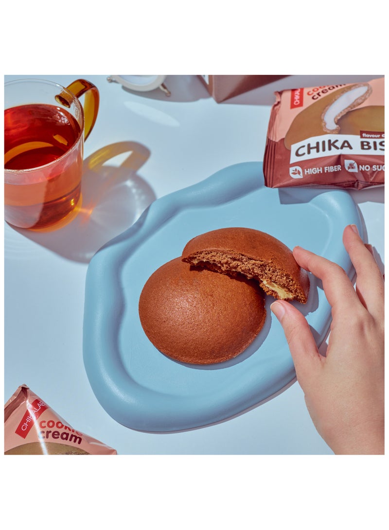 Chika Biscuit Protein Cookie Cream Filling Creamy Brownie Flavor High Fiber and No Sugar Added 9x50g