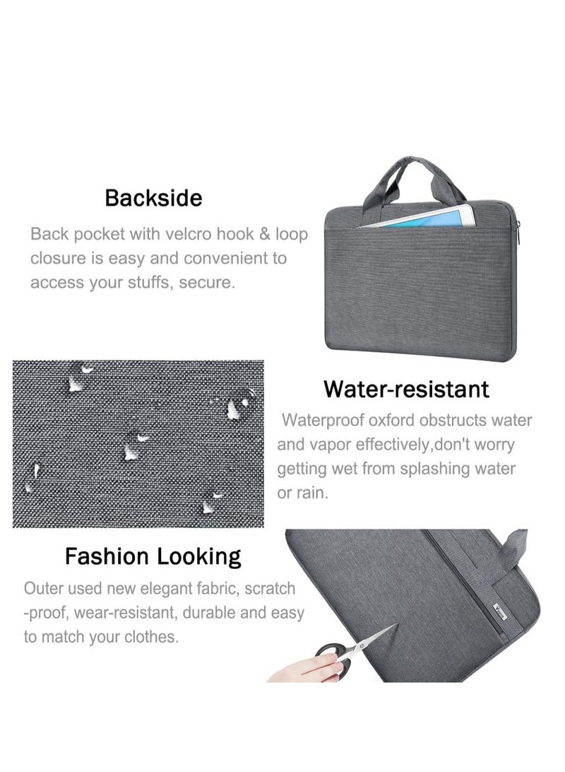 Voova Laptop Bag 17 17.3 Inch, 360° Protective Laptop Case Sleeve with Shoulder Strap Compatible with 17-18 Inch Lenovo Asus Acer Dell Hp, Waterproof Computer Bag Slim Briefcase for Men Women, Grey