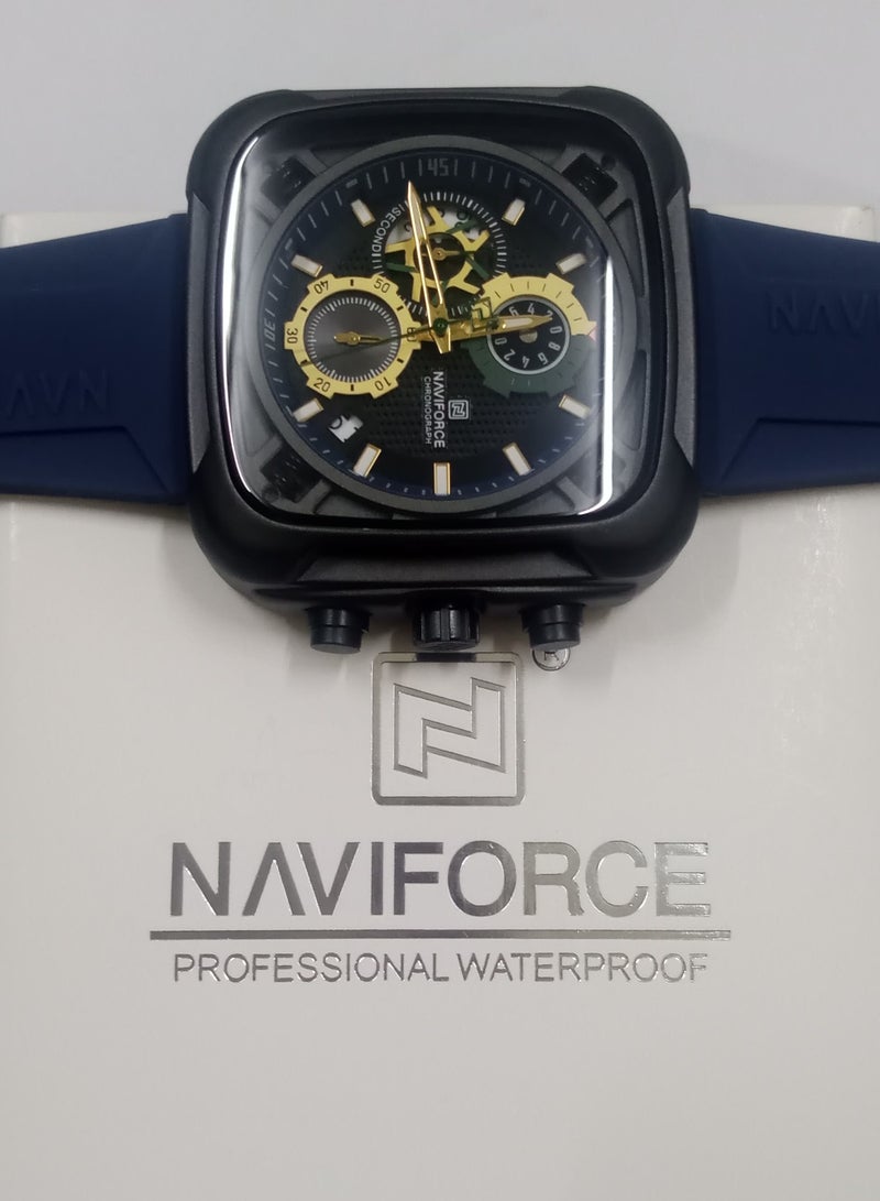 New NAVIFORCE Watch NF-8058 Men's Fashion Watch, Silicone Strap, Waterproof Men's Quartz Watch