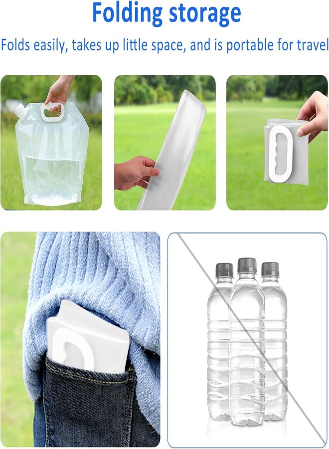 Collapsible 1.3 Gallon Water Storage Bag - Food Grade Clear Plastic Container for Camping, Hiking, and Outdoor Activities (Set of 2)