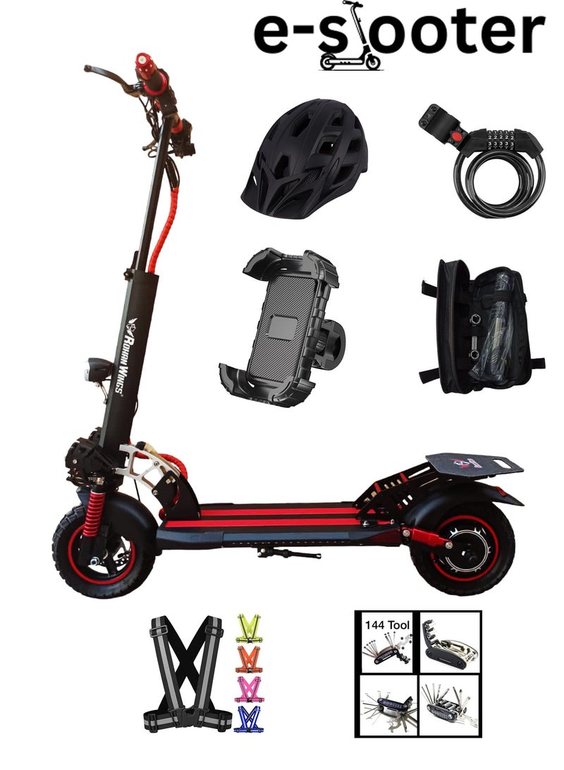 Electric Scooter for Adults Rohan Wings KT4B , 3000W Motor, 40km range with powerful 48V 13AH Battery, 65km/h Speed, Bluetooth Speaker with free accessories Helmet, Safety Belt, Mobile Holder, Pump, Tool Kit and Lock.