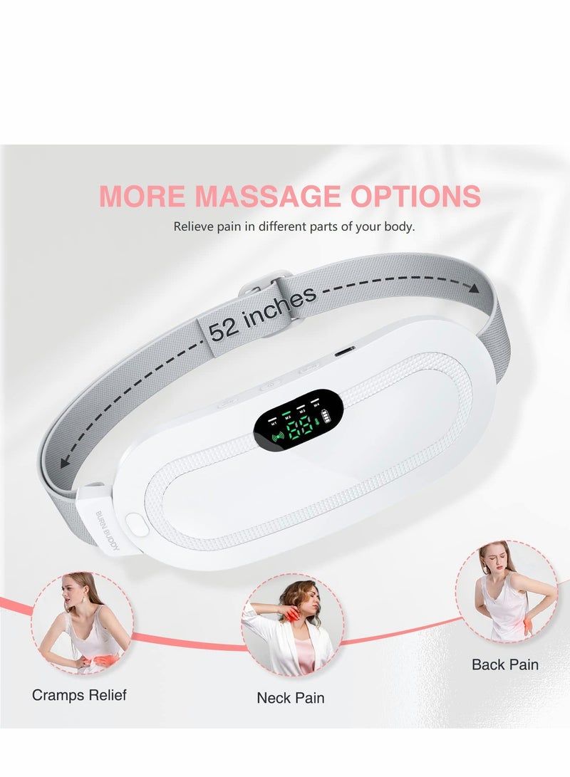 Cordless Electric Heating Pad with 3 Heat Settings & 4 Massage Modes - Portable Waist Belt for Back & Belly Relief (White)