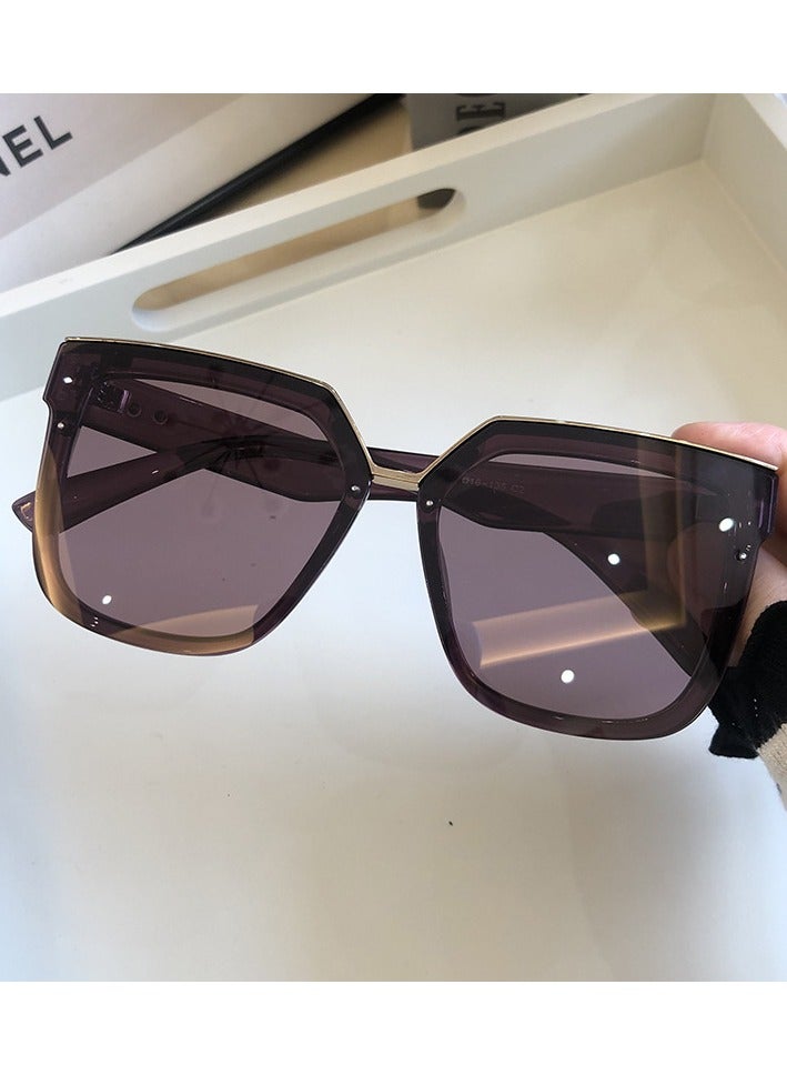 Large square frame flat sunglasses