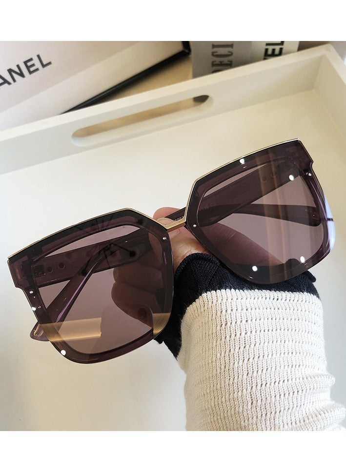 Large square frame flat sunglasses