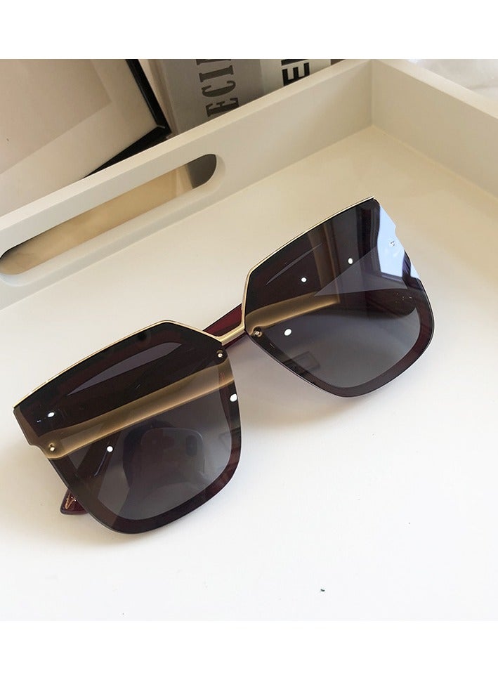 Large square frame flat sunglasses