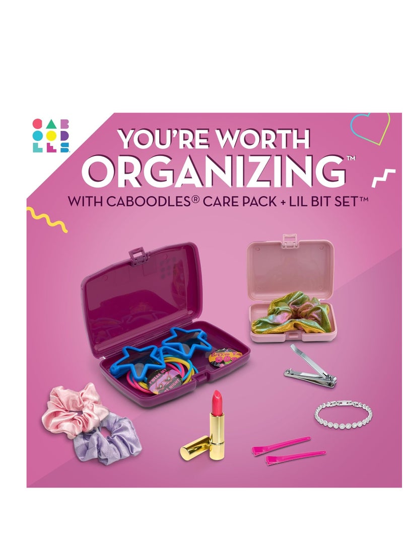 Caboodles Care Pack + Lil Bit Set, Pink & Violet, Travel Organizers for Makeup, Snap-Tight Latch for Mess-Free Travel, Compact Size