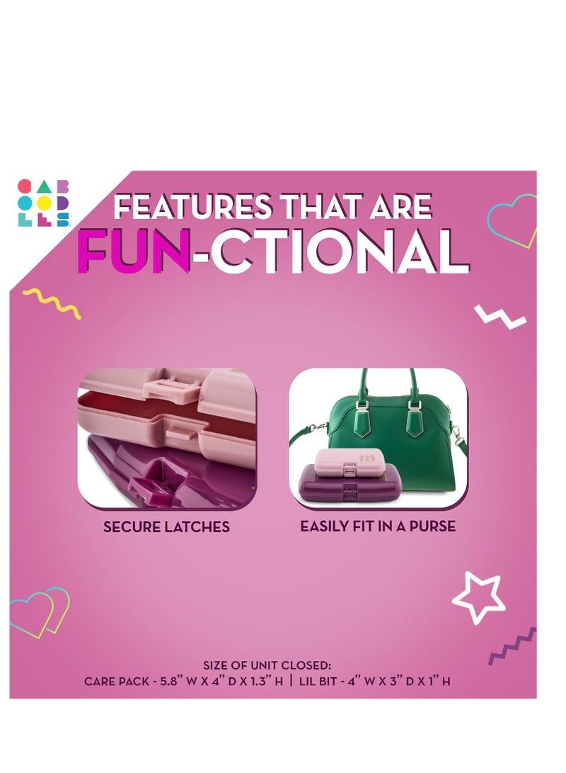 Caboodles Care Pack + Lil Bit Set, Pink & Violet, Travel Organizers for Makeup, Snap-Tight Latch for Mess-Free Travel, Compact Size