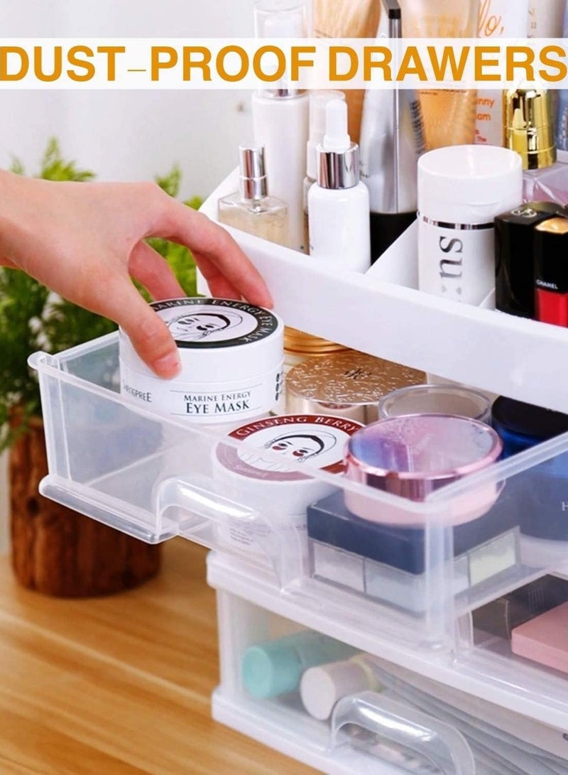 Makeup Organizer with 3 Drawers, Bathroom Vanity Countertop Storage for Cosmetics, Brushes, Lotion, Nail Lipstick and Jewelry
