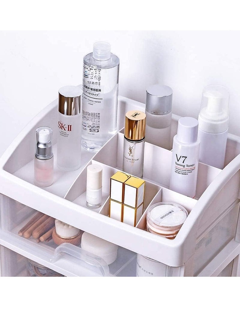 Makeup Organizer with 3 Drawers, Bathroom Vanity Countertop Storage for Cosmetics, Brushes, Lotion, Nail Lipstick and Jewelry