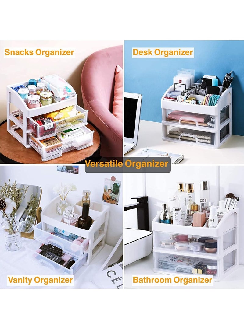Makeup Organizer with 3 Drawers, Bathroom Vanity Countertop Storage for Cosmetics, Brushes, Lotion, Nail Lipstick and Jewelry