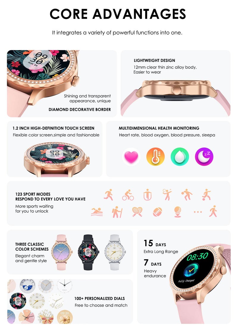 Lenyes LW-244 Smart Watch with Bluetooth Calling Function,1.2inch high-definition touch screen, fitness tracking watch with sleep monitoring function, suitable for iPhone/Android, IPX67 WATERPROOF