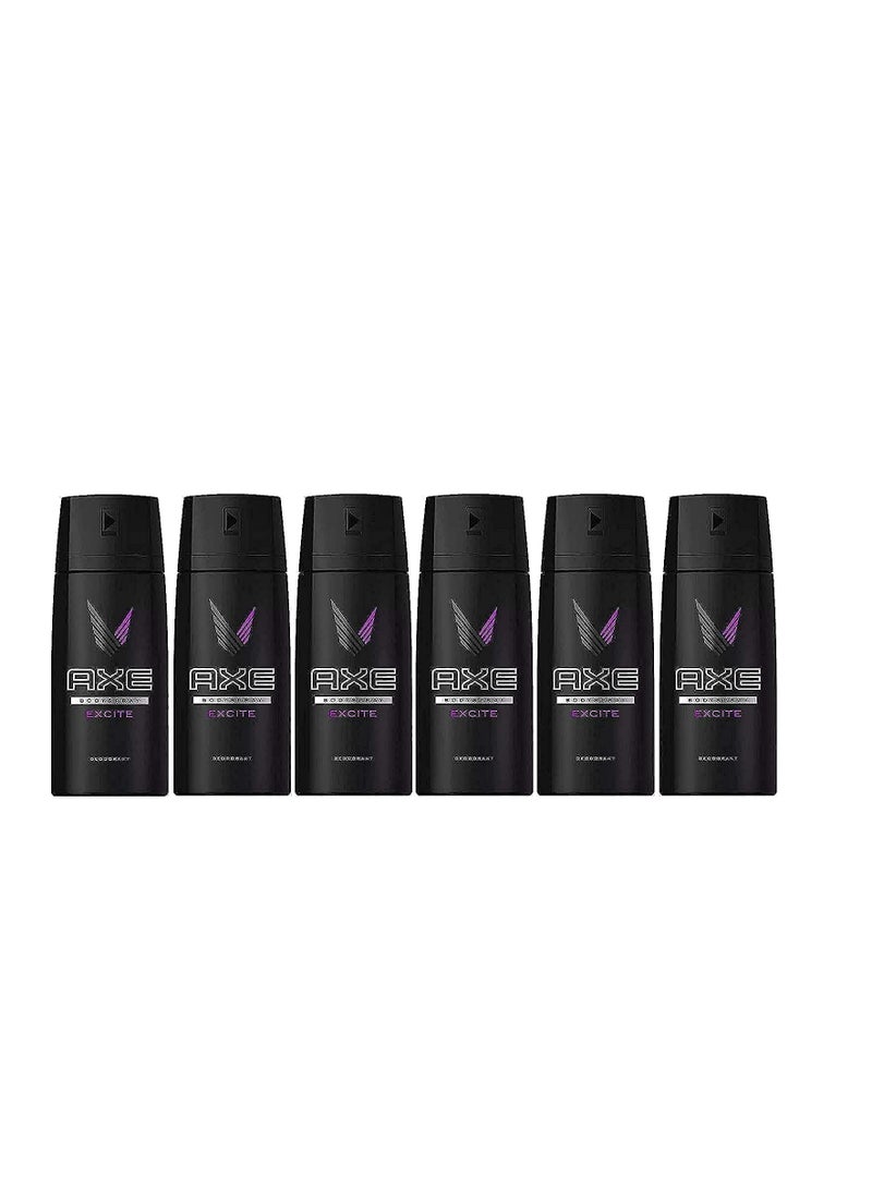 AXE Body Spray Deodorant Excite 150 ml (Pack of 6)