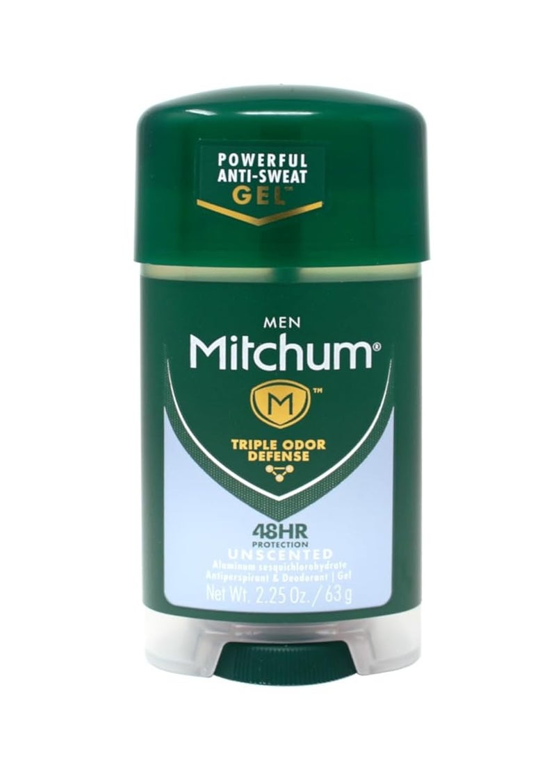 Mitchum Power Gel Antiperspirant Deodorant - Unscented - Net Wt. 2.25 OZ (63 g) - Pack of 3