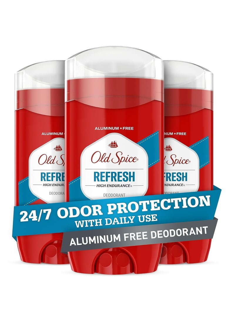 Old Spice High Endurance Deodorant for Men, Aluminum Free, 24/7 Odor Protection, Refresh Scent, 3 oz (Pack of 3)