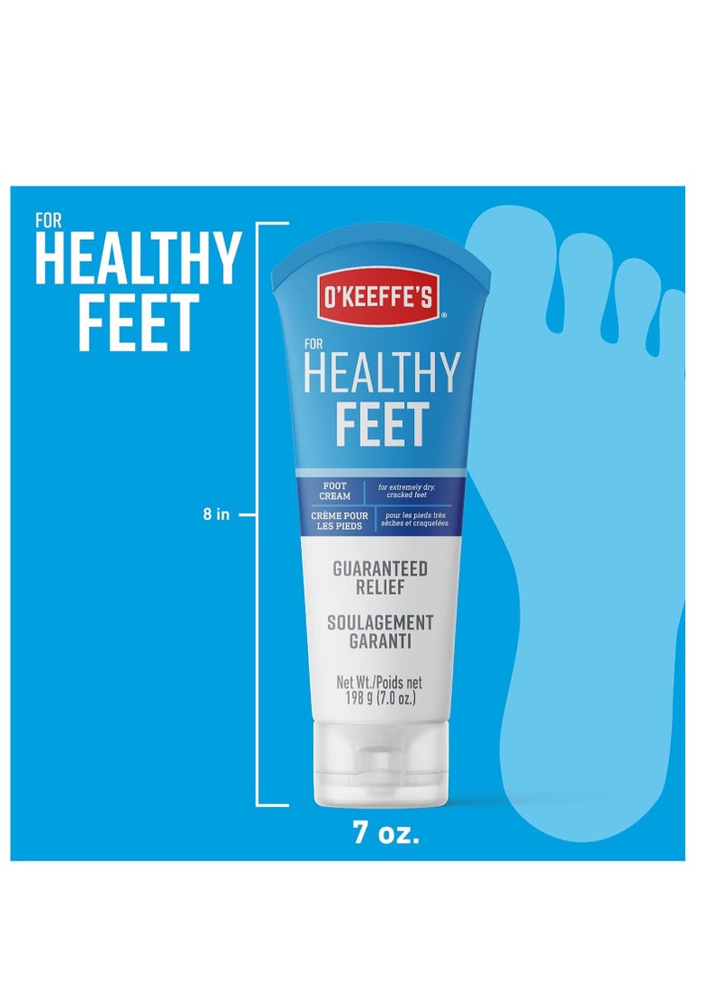 O'Keeffe's for Healthy Feet Foot Cream, Guaranteed Relief for Extremely Dry, Cracked Feet, Clinically Proven to Instantly Boost Moisture Levels, 7.0 Ounce Tube, (Pack of 1)