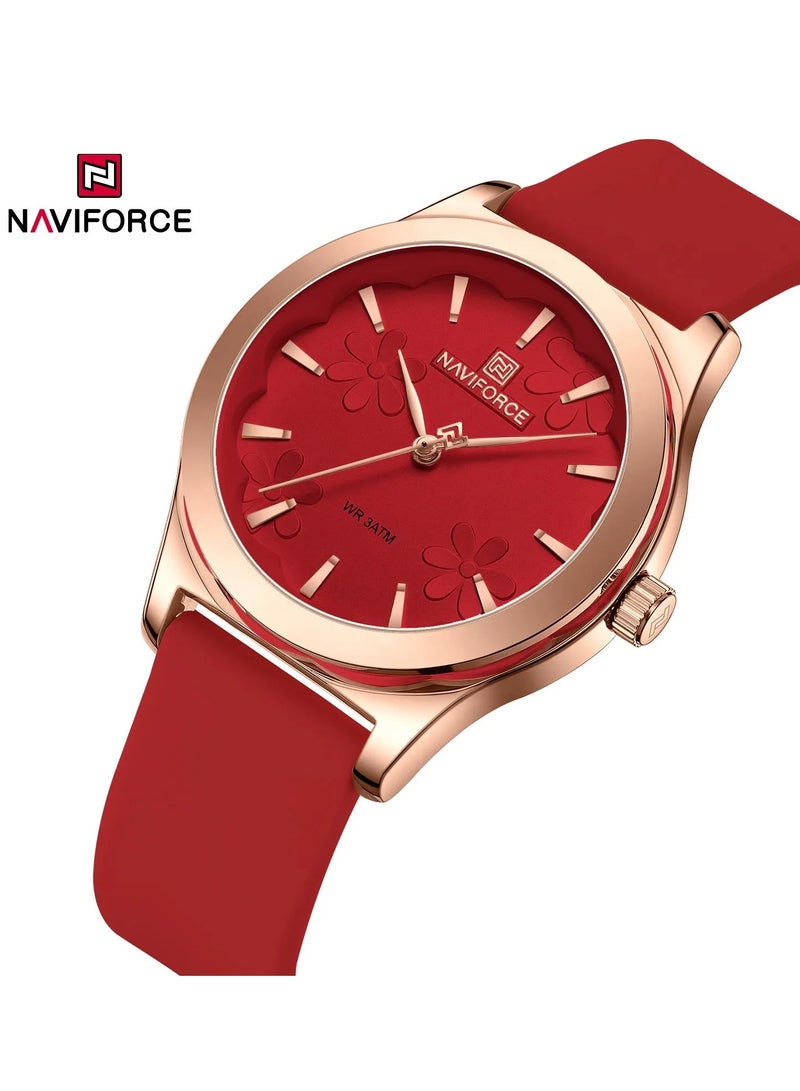 New NAVIFORCE Watch NF-5051 Women's Fashion Watch, Silicone Waterproof All-Time Touring Women's Quartz Watches