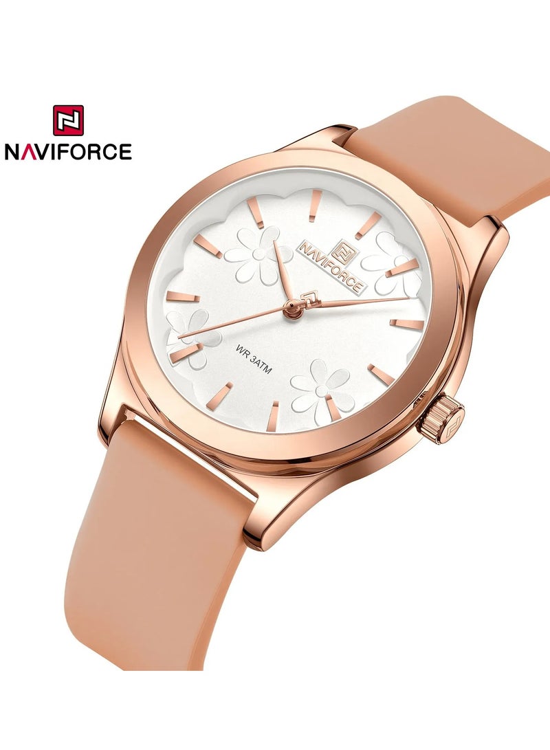 New NAVIFORCE Watch NF-5051 Women's Fashion Watch, Silicone Waterproof All-Time Touring Women's Quartz Watches