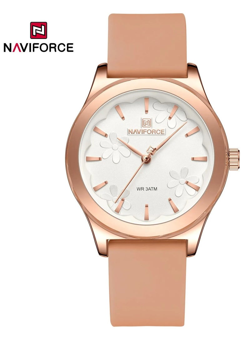 New NAVIFORCE Watch NF-5051 Women's Fashion Watch, Silicone Waterproof All-Time Touring Women's Quartz Watches