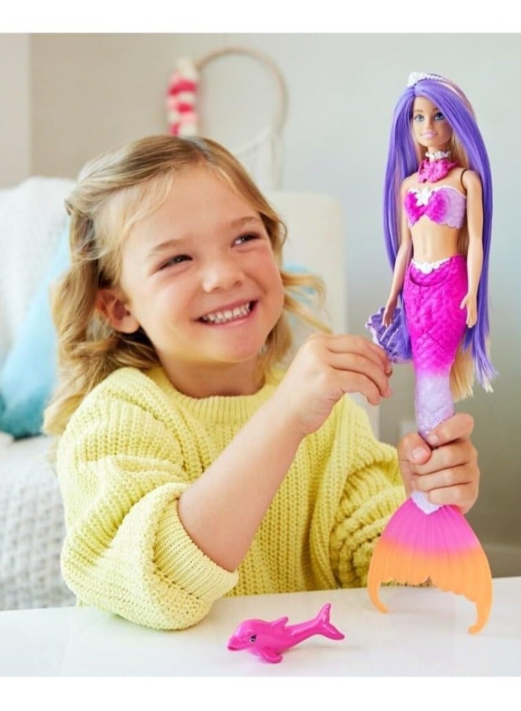 Barbie “Malibu” Mermaid Doll with Color Change Feature, Pet Dolphin and Accessories