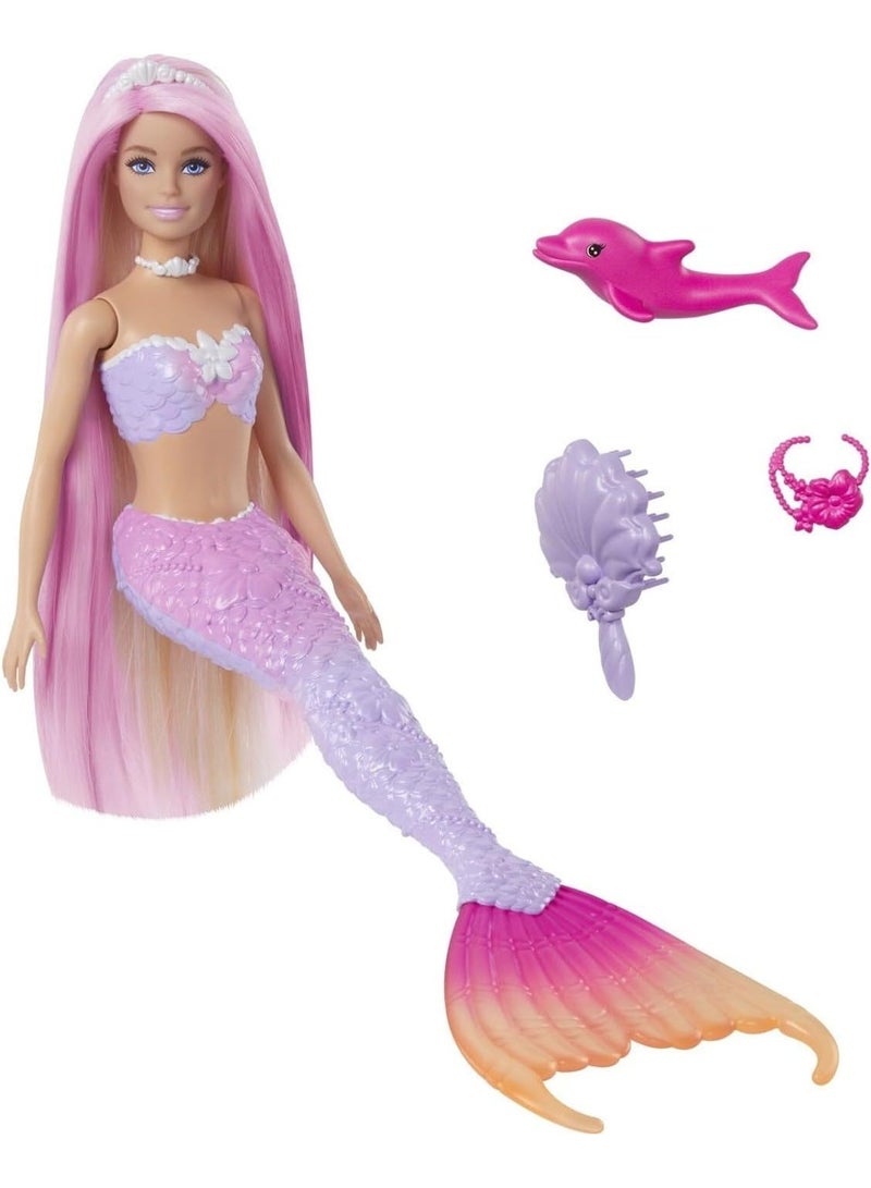 Barbie “Malibu” Mermaid Doll with Color Change Feature, Pet Dolphin and Accessories