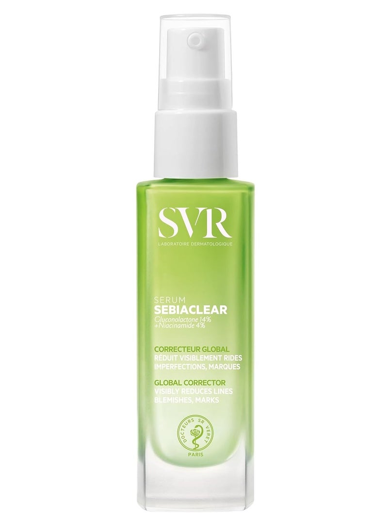 SVR Sebiaclear Face Serum - Reduces the Appearance of Fine Lines, Wrinkles, Helps Control Breakouts & Unclog Pores - With Niacinamide, Retinoid-like & Hyaluronic Acid - For Sensitive Oily Skin 1 fl.oz