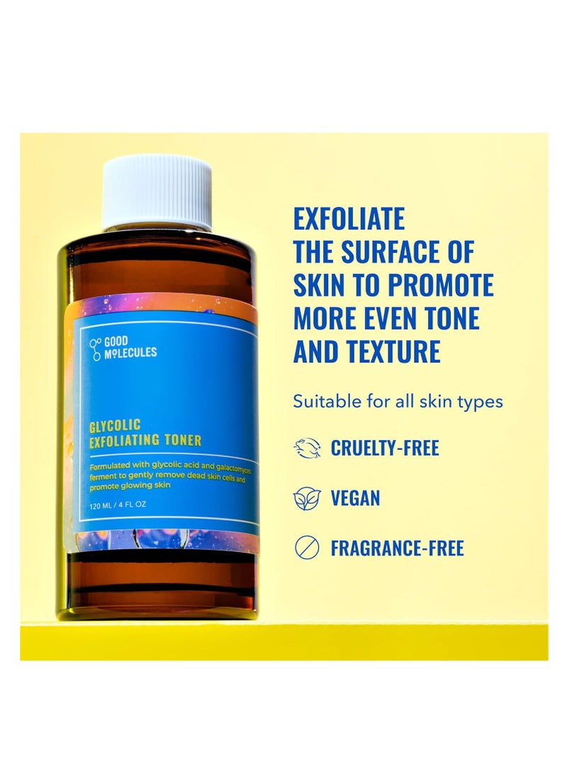Good Molecules Glycolic Exfoliating Toner - Facial Toner and Exfoliant with Glycolic Acid, Hyaluronic Acid and Aloe to Moisturize - Skincare for Face