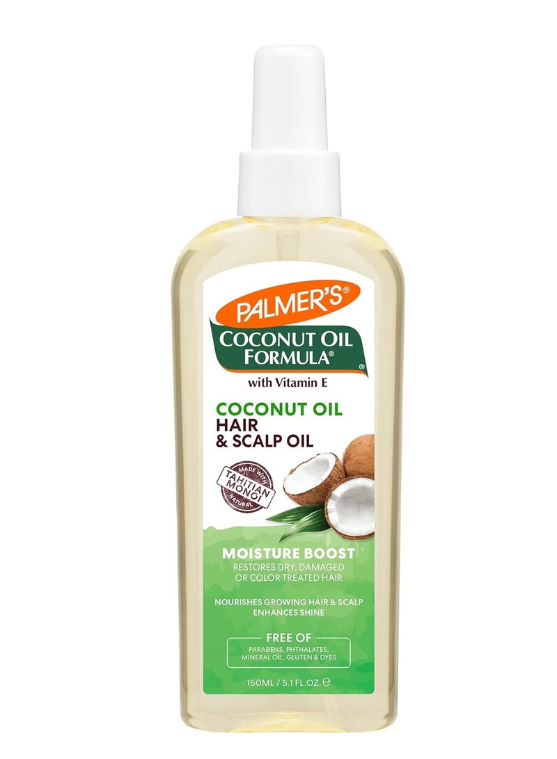 Palmer's Coconut Oil Moisture Boost, Restorative Hair and Scalp Oil Spray, Lasting Hydration and Shine for Dry or Damaged Hair, Promotes Scalp Health, 5.1 Oz