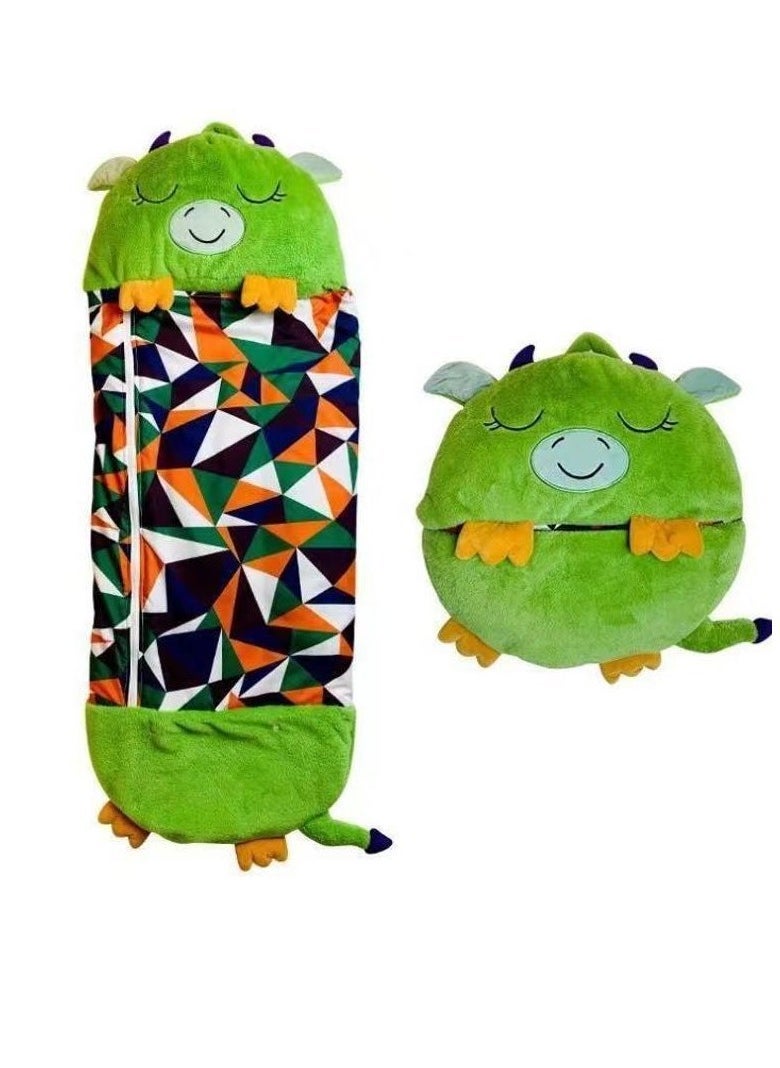 COOLBABY Kids Cartoon Lazy Warm Sleeping Bag Foldable Cartoon Animal Sleeping Bag Suitable For Children Playing And Camping(Green)